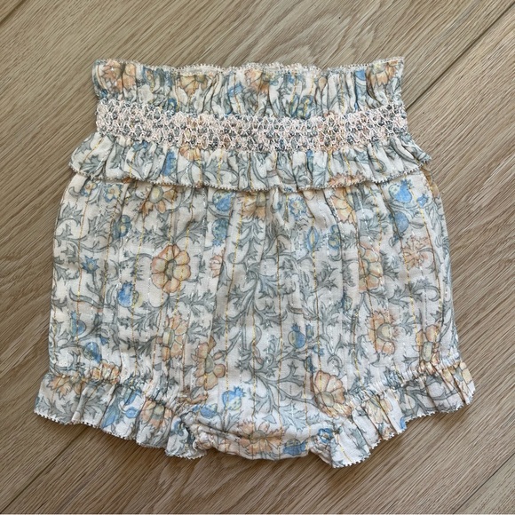 Louis and Louise Paris NWOT floral metallic stripe smocked bloomers shorts - Picture 1 of 6